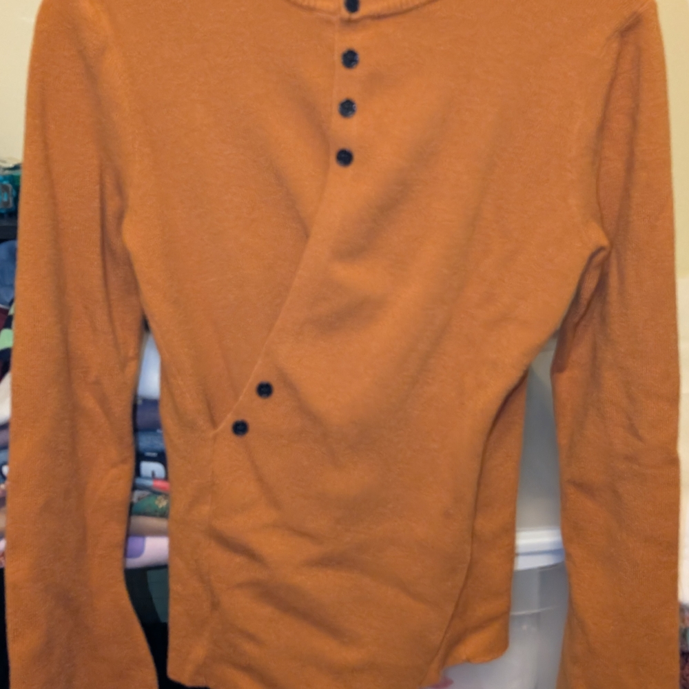 Long Sleeve Wrap Sweater in Burnt Orange